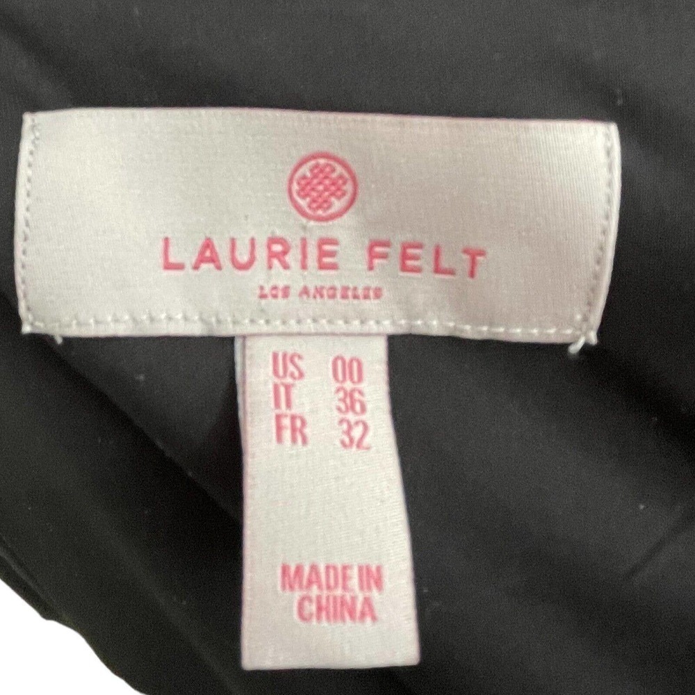 🍀 LAURIE Felt Black Floral Satin Slip Dress with Lace Hem Women's Size 00 - Picture 5 of 11